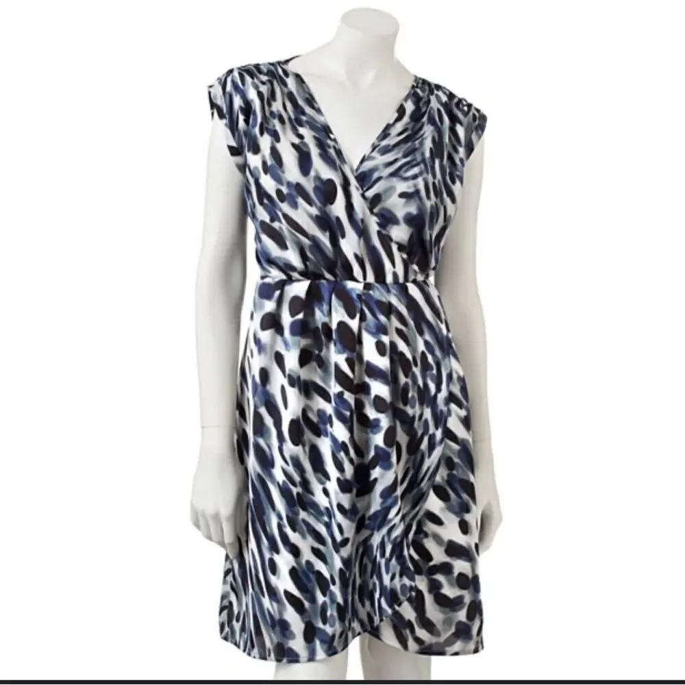 Jennifer Lopez Animal Surplice Tulip-Hem Dress size large